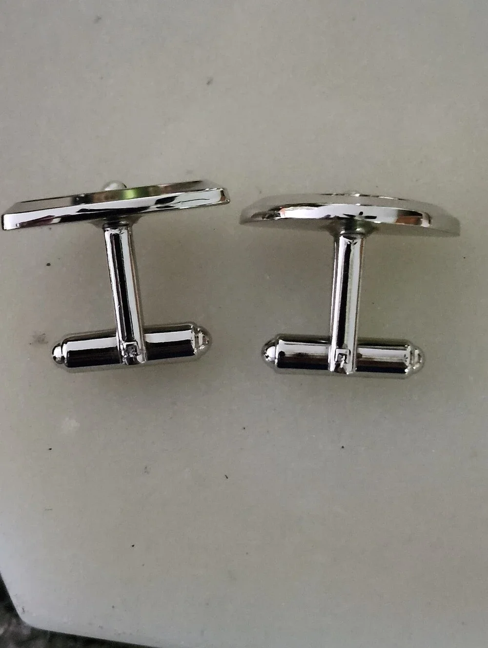 Vtg Mid Century Modern Hickok Silver Tone Cufflinks With Starburst Design